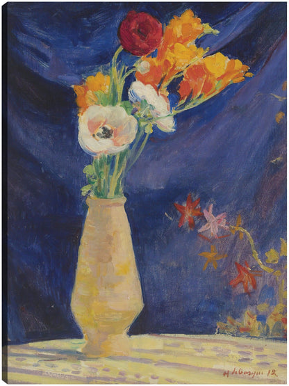 Jarrón de anémonas sobre fondo azul (1912) - Henri Lebasque