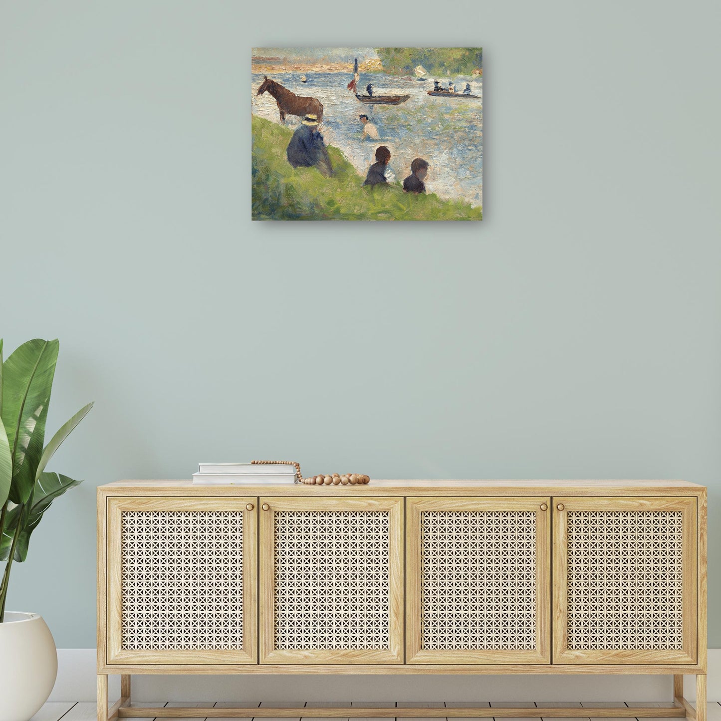 Caballo y barcos (estudio para bañistas en Asnières) (1883-1884) - Georges Seurat