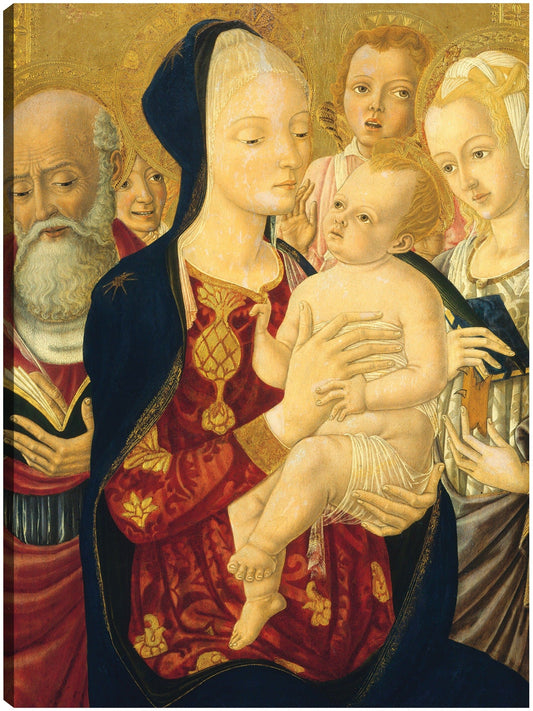 La Virgen y el Niño con San Jerónimo, Santa Catalina de Alejandría y Ángeles, c. 1465/1470 - Matteo di Giovanni