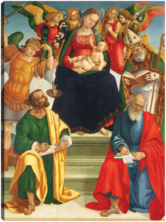 Virgen y el Niño con santos y ángeles, mediados o finales de la década de 1510 - Luca Signorelli