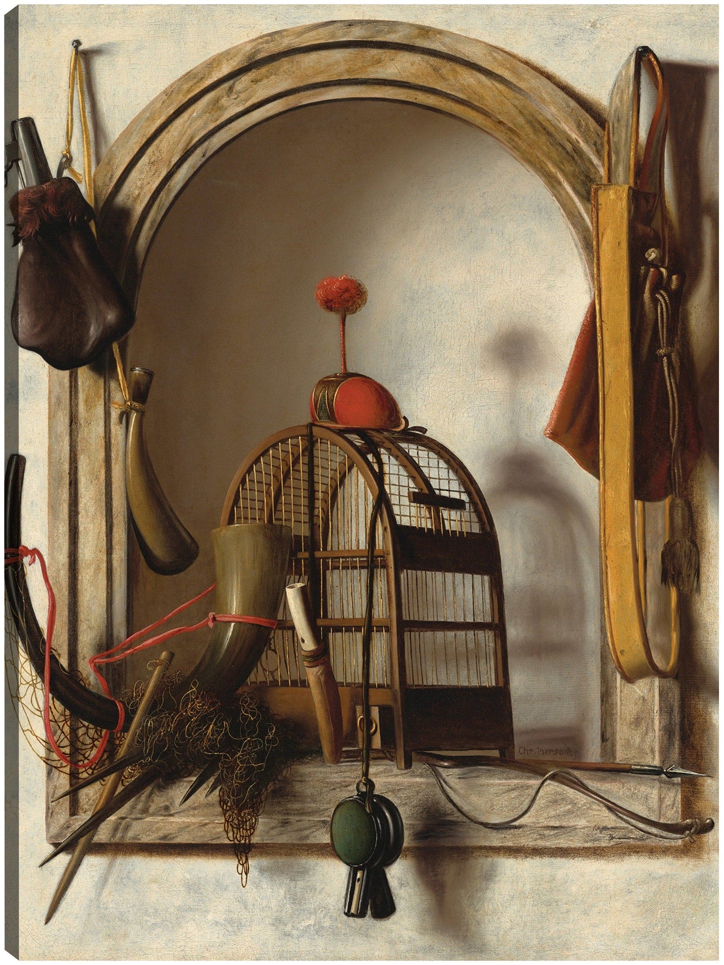 Hornacina con equipo de cetrería, probablemente de 1660 - Christoffel Pierson