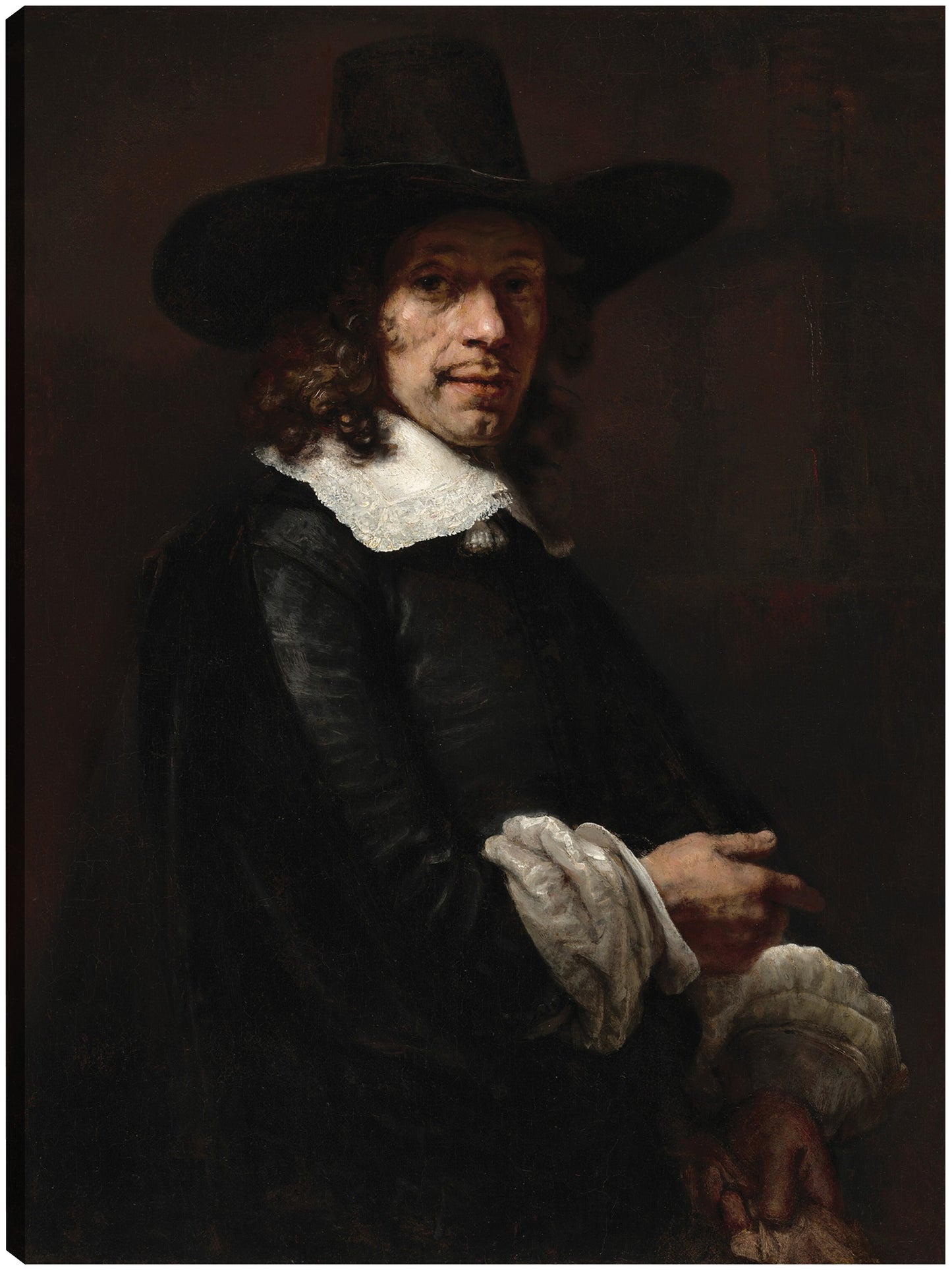 Retrato de un caballero con sombrero alto y guantes, c. 1656/165 - Rembrandt van Rijn