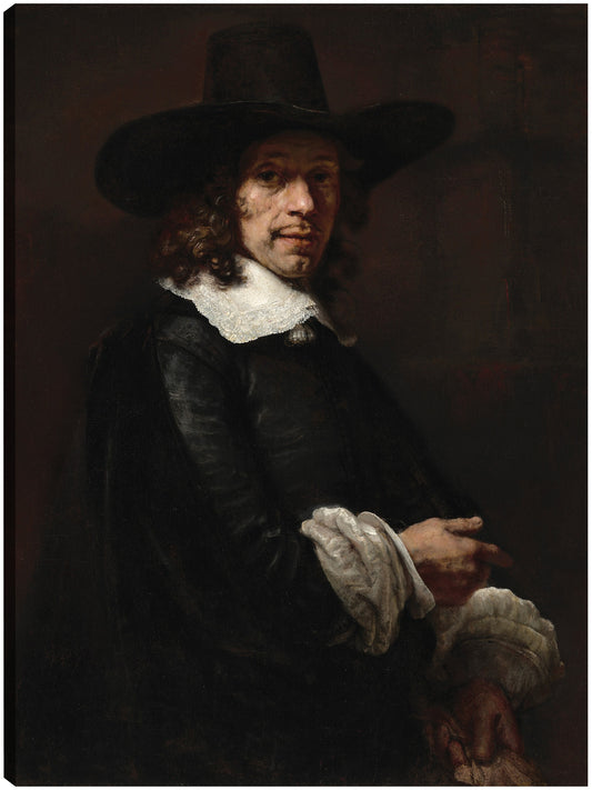 Retrato de un caballero con sombrero alto y guantes, c. 1656/165 - Rembrandt van Rijn