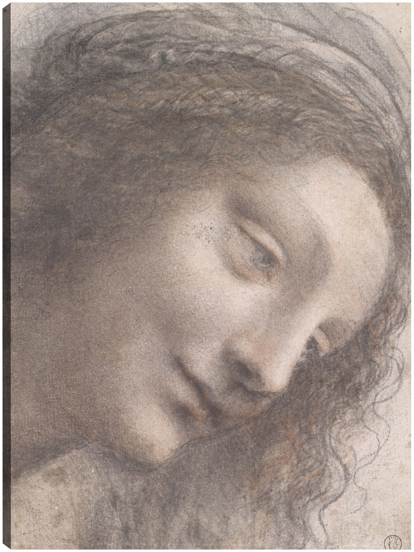 La cabeza de la Virgen en vista de tres cuartos hacia la derecha (1510-13) - Leonardo da Vinci