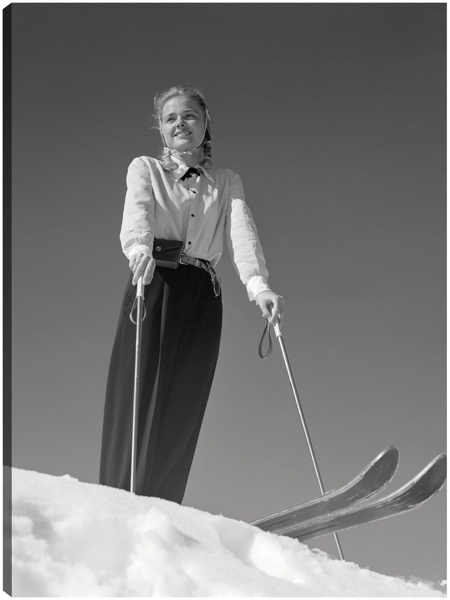 Happy Blonde Ski Hill - Vintage Images