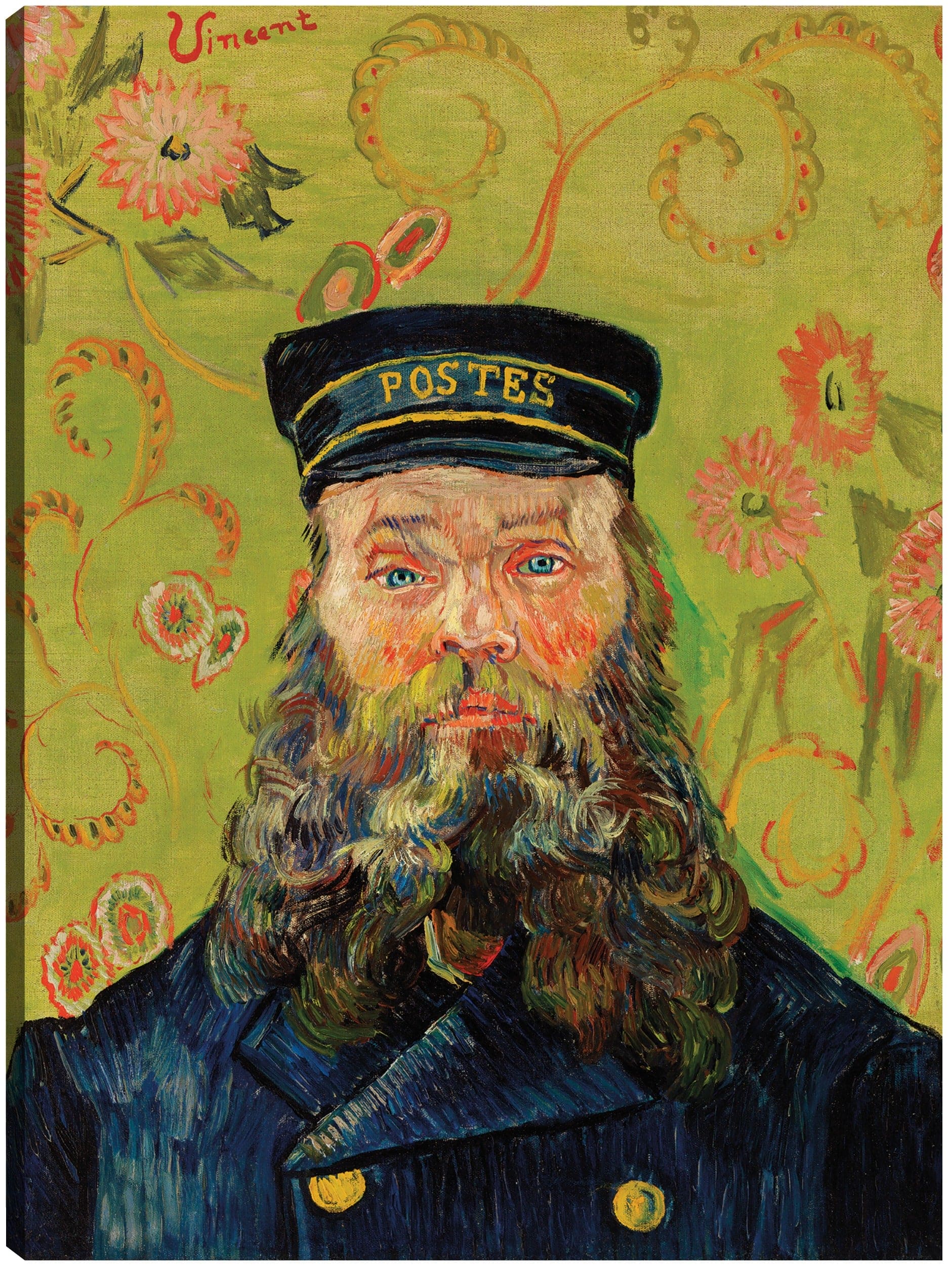 Cuadro De Lona 'El Cartero Roulin' De Van Gogh - 70x100 Cm, Marco Premium De Madera 5 Cm, Listo Para Colgar. Hecho En Italia.