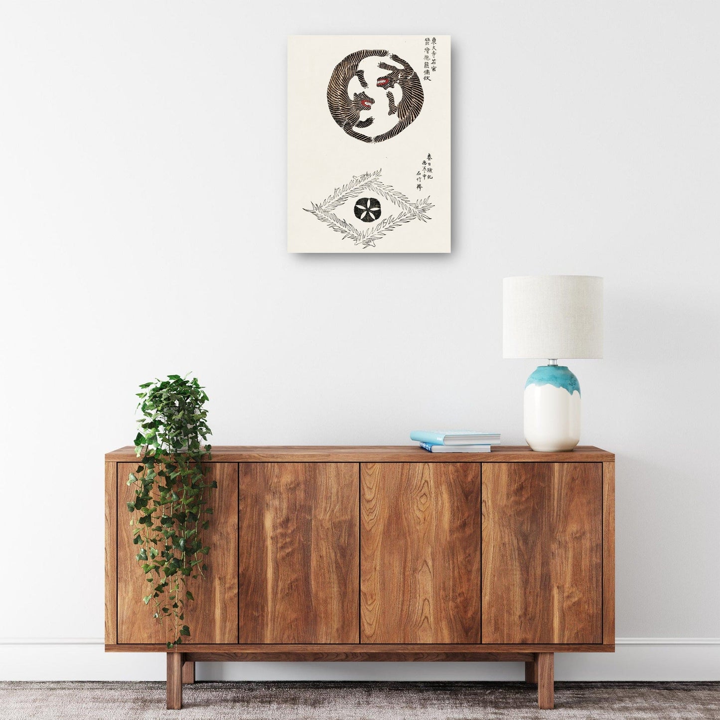 Grabado en madera original japonés vintage -tigres (1860-1869) - Taguchi Tomoki