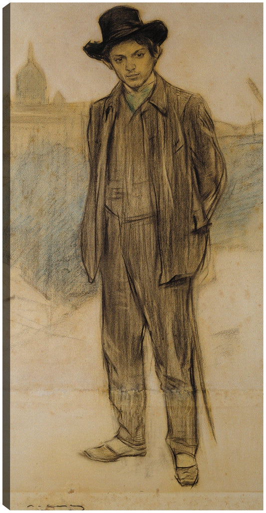 Retrato de Pablo Picasso (hacia 1900) - Ramon Casas