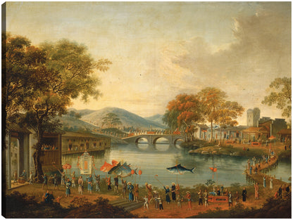 Procesión junto a un lago, siglo XIX - Chinese Qing Dynasty