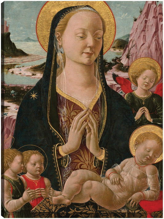 Virgen y el Niño con ángeles - Ferrarese 15th Century