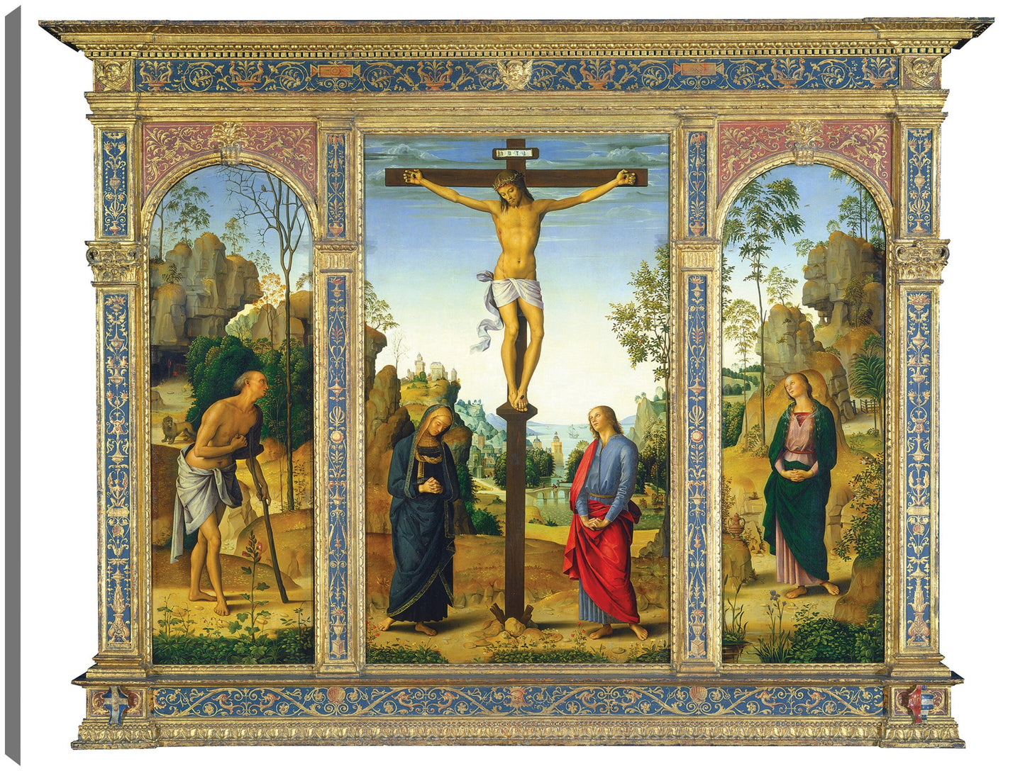La Crucifixión con la Virgen, San Juan, San Jerónimo y Santa María Magdalena c. 1482/1485 - Pietro Perugino