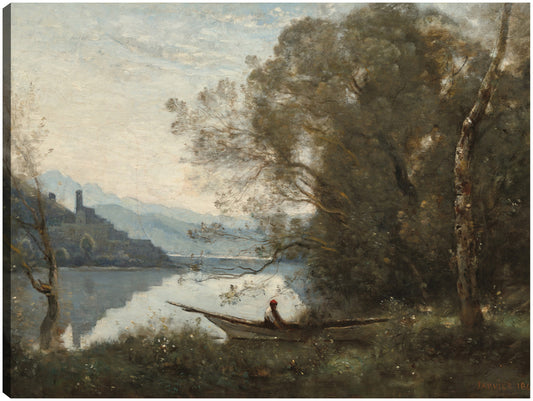 El barquero amarrado: recuerdo de un lago italiano - Jean-Baptiste-Camille Corot