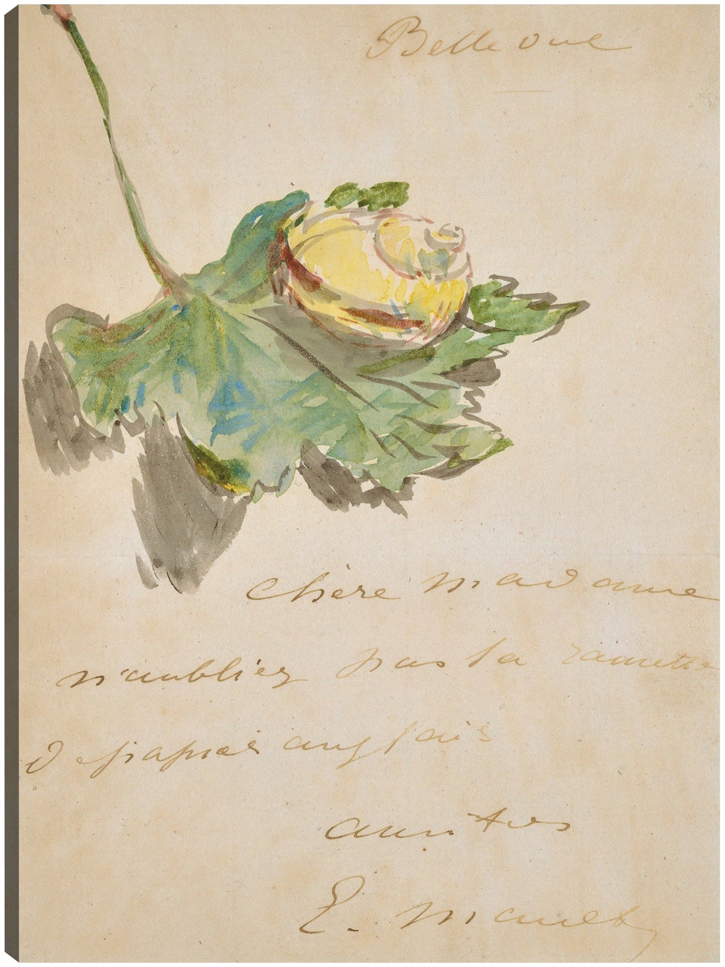 Carta decorada con un caracol sobre una hoja (1880) - Edouard Manet