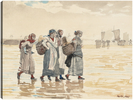Cuatro pescaderas en la playa (1881) - Winslow Homer