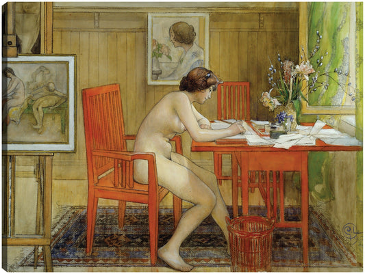 El modelo escribiendo una postal (1906) - Carl Larsson