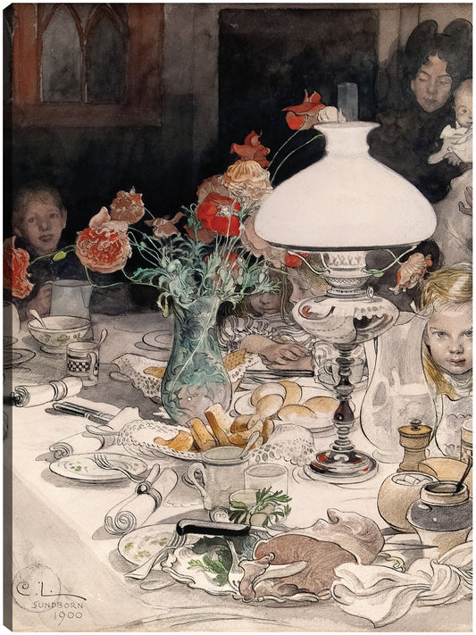 Alrededor de la lámpara del atardecer (1900) - Carl Larsson
