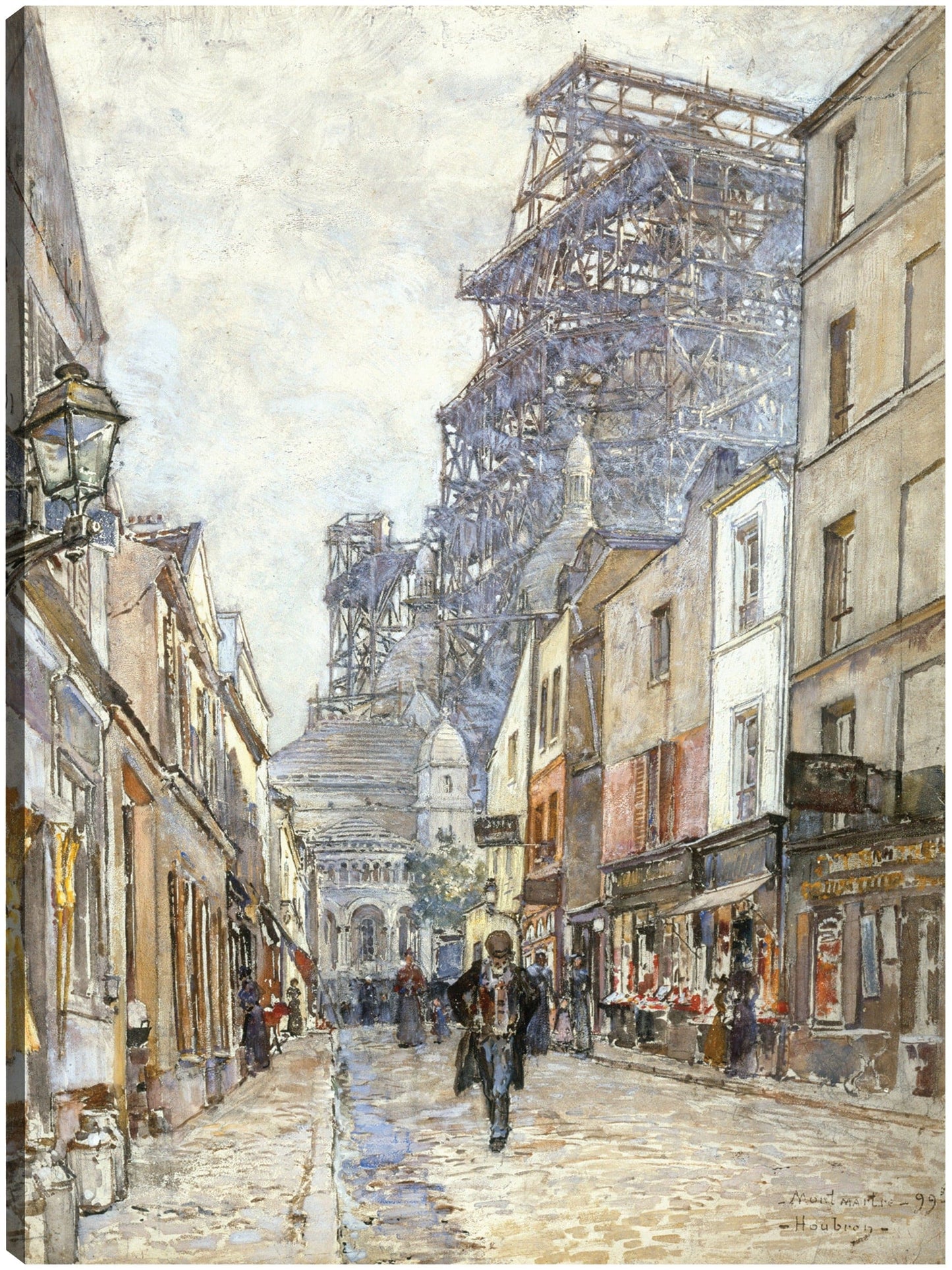 Calle del Caballero de la Barre, con el Sacré-Cœur en construcción (1899) - Frédéric Houbron