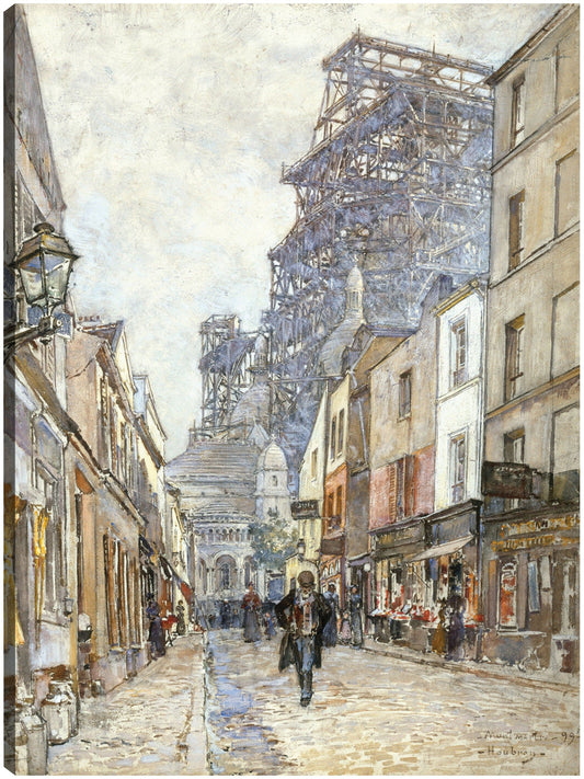 Calle del Caballero de la Barre, con el Sacré-Cœur en construcción (1899) - Frédéric Houbron