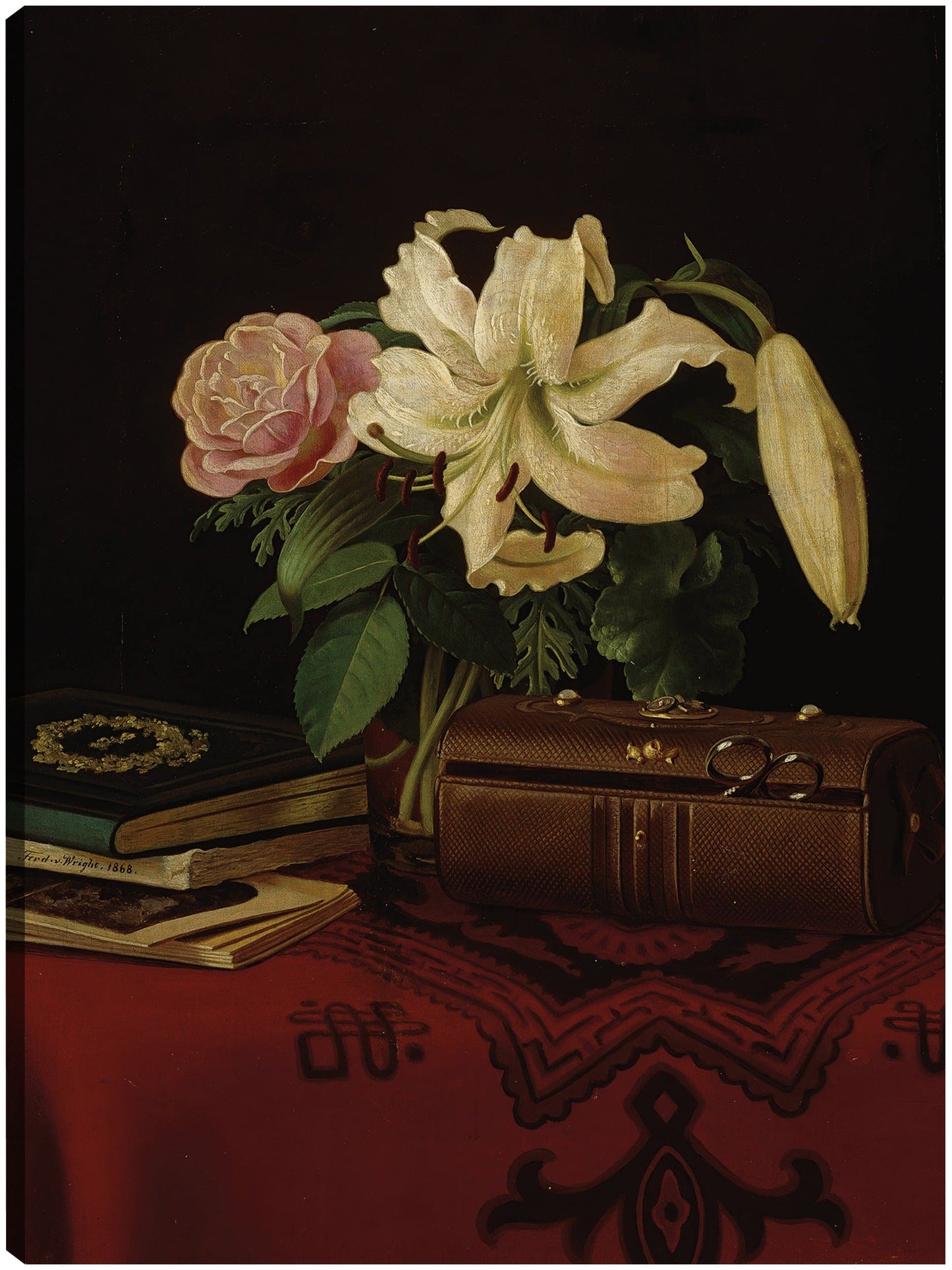 Naturaleza muerta sobre la mesa de trabajo de una dama (1868) - Ferdinand von Wright
