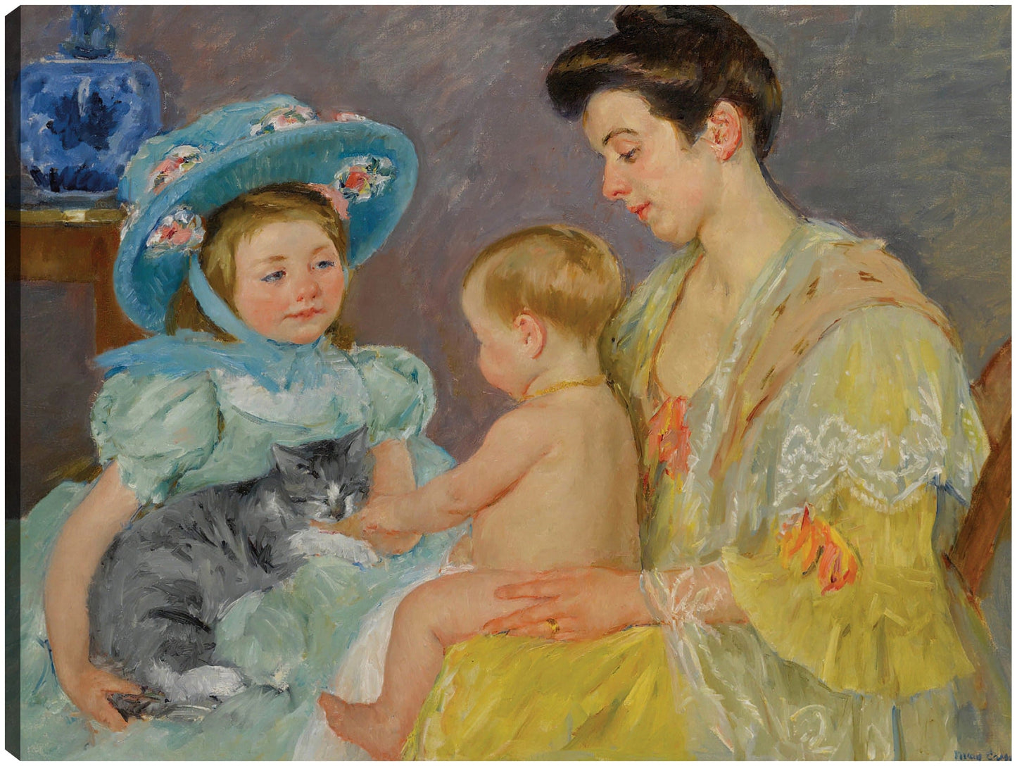 Niños jugando con un gato - Mary Cassatt