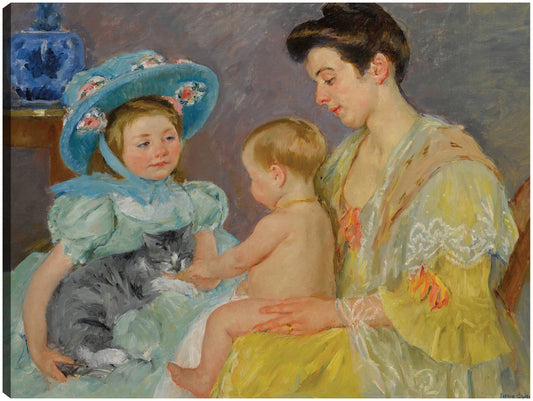 Niños jugando con un gato - Mary Cassatt