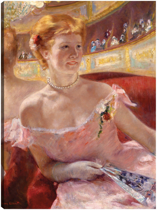 Mujer con collar de perlas en un palco - Mary Cassatt