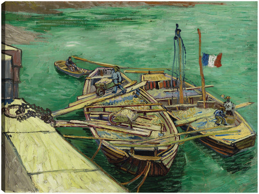 Muelle con hombres descargando barcazas de arena (1888) - Vincent Van Gogh