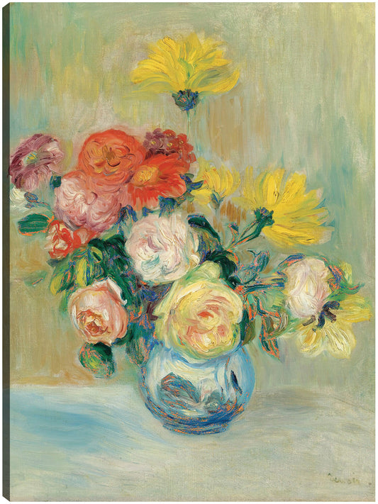 Jarrón De Rosas Y Dalias - Pierre-Auguste Renoir 