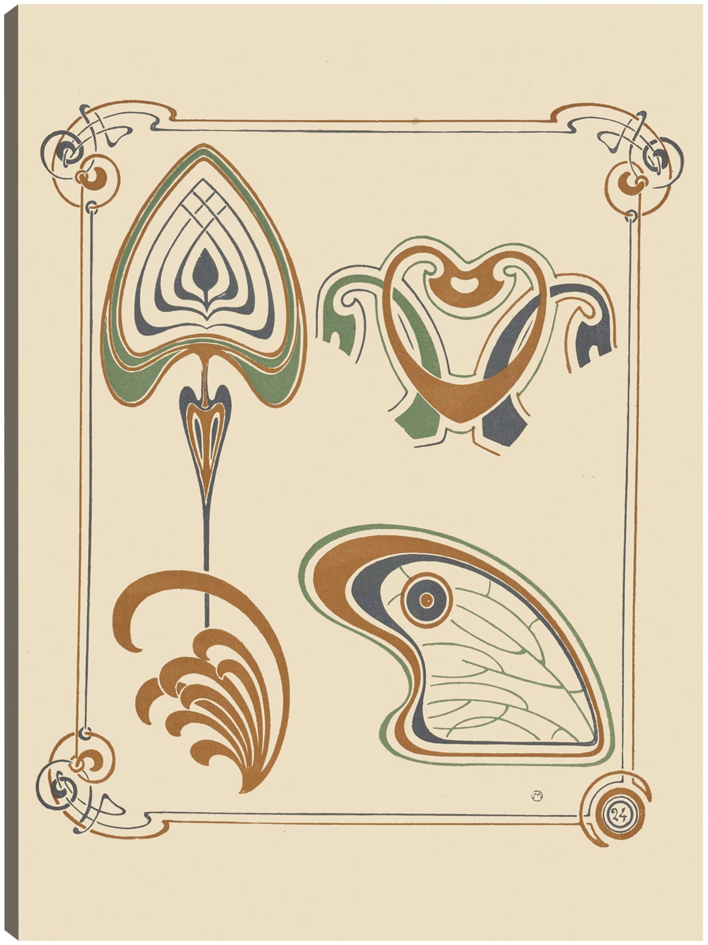 Diseño abstracto basado en alas y formas de hojas. (1900) - Alphonse Mucha