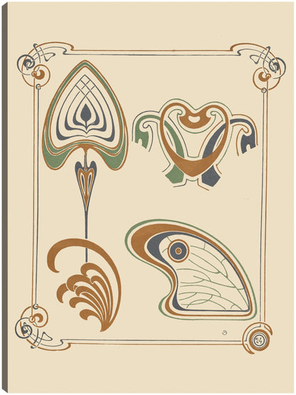 Diseño abstracto basado en alas y formas de hojas. (1900) - Alphonse Mucha