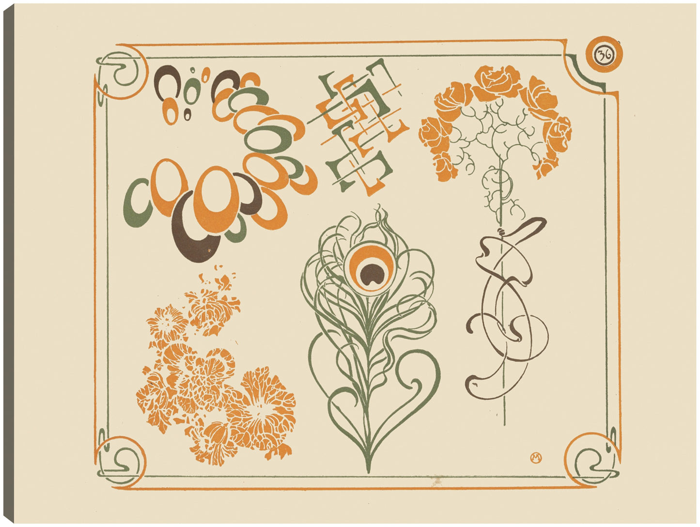 Diseño abstracto a base de flores y formas curvilíneas. (1900) - Alphonse Mucha