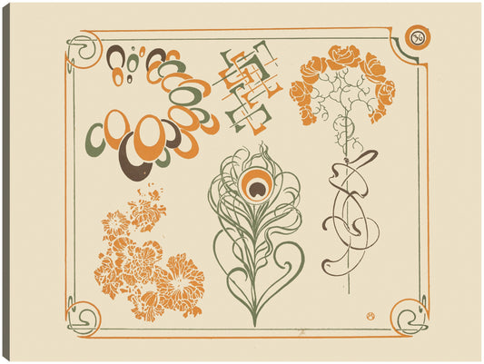 Diseño abstracto a base de flores y formas curvilíneas. (1900) - Alphonse Mucha