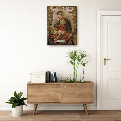 La Virgen adorando al Niño Jesús con dos santos (siglo XVIII) - Cuzco School