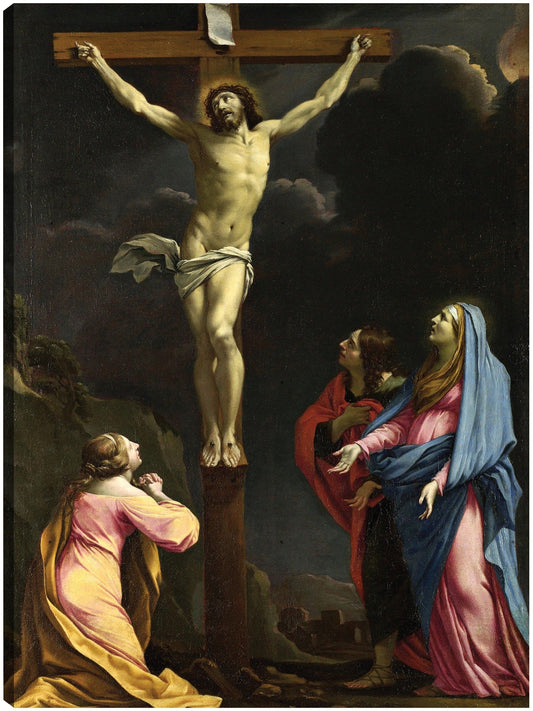 Cristo en la cruz con la Virgen y los santos. - Eustache Le Sueur