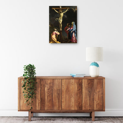 Cristo en la cruz con la Virgen y los santos. - Eustache Le Sueur
