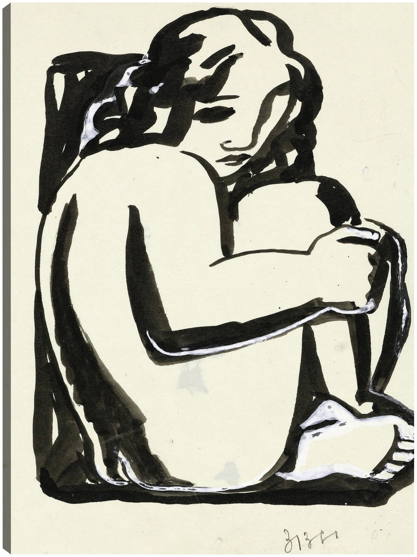 Mujer sentada desnuda con las rodillas levantadas - Leo Gestel