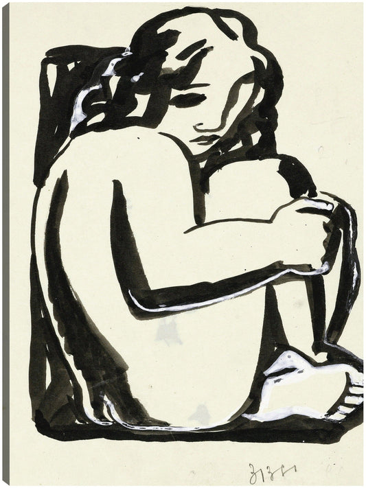 Mujer sentada desnuda con las rodillas levantadas - Leo Gestel
