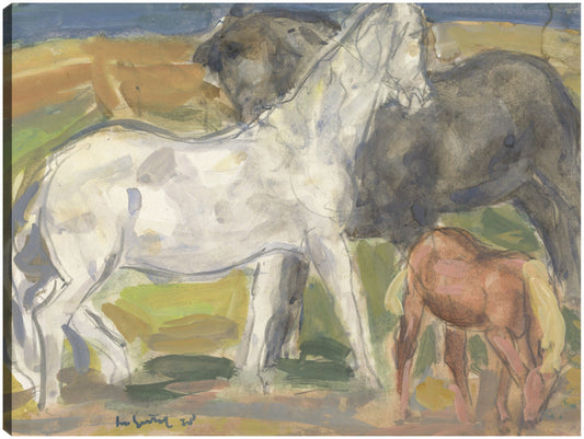 Tres caballos en un paisaje (1918) - Leo Gestel