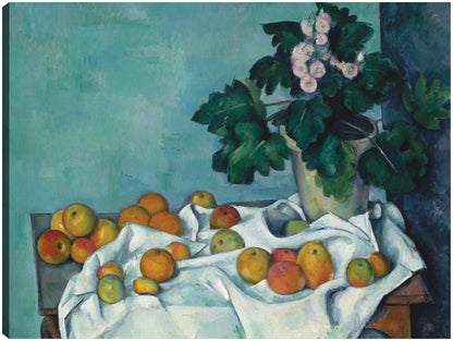 Naturaleza muerta con manzanas y un tiesto de prímulas - Paul Cezanne