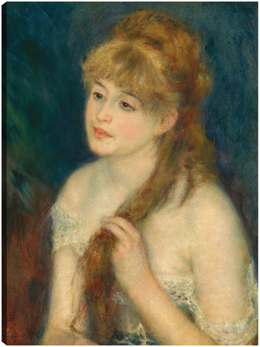 Mujer joven trenzando su cabello - Pierre-Auguste Renoir