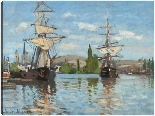 Barcos navegando por el Sena en Rouen - Claude Monet