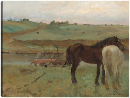 Caballos en una pradera - Edgar Degas