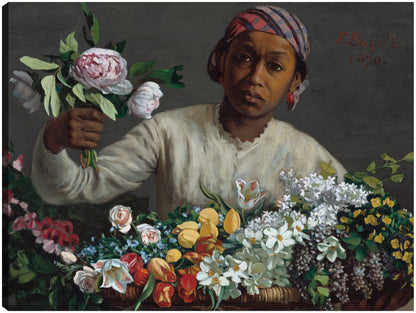 Mujer joven con peonías - Frederic Bazille