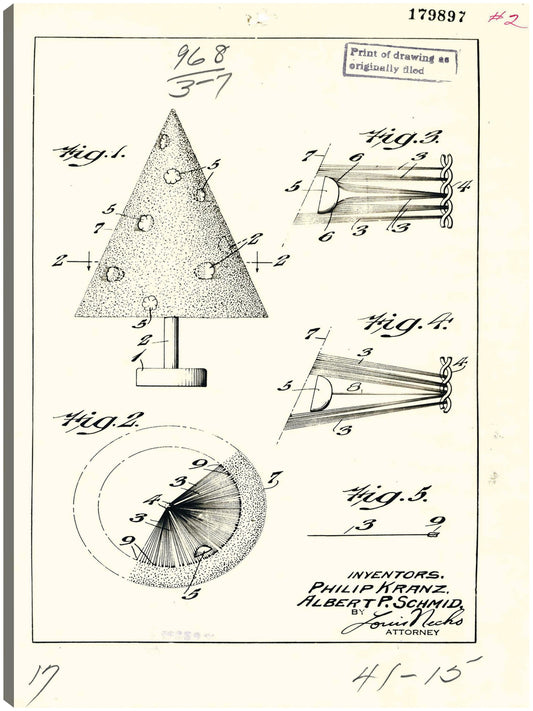 Árbol de Navidad artificial patentado, inventor(es): Phillip Kraz y Albert P. Schmid. - National Archives