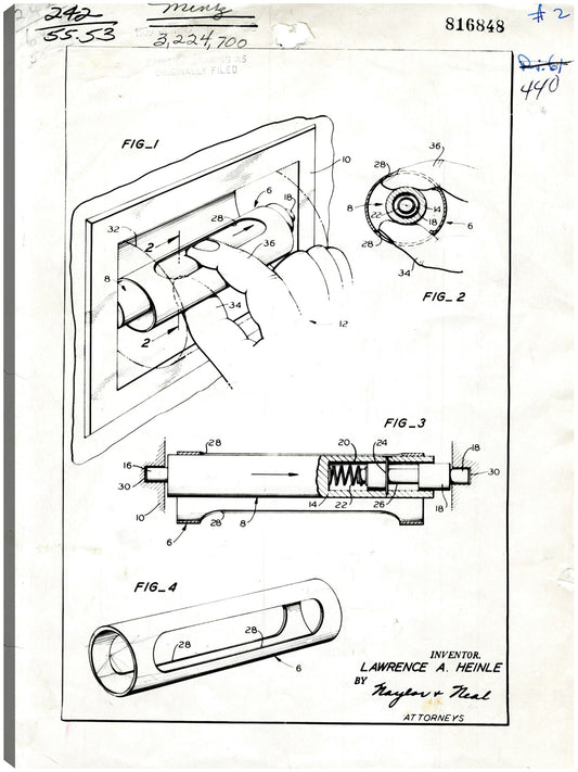 Núcleo de papel higiénico patentado, inventor(es): Lawrence A, Heinle - National Archives