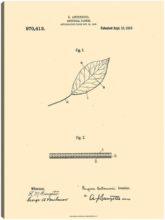 Flor artificial patentada, inventor: William A. Warner, 13 de septiembre de 1910 - National Archives