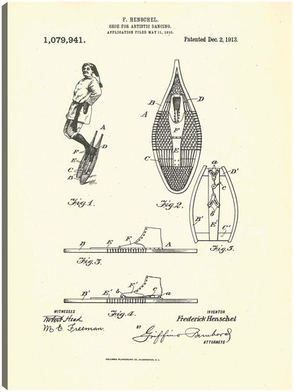 Zapato patentado para danza artística, inventor Frederick Henschel, 2 de diciembre de 1913 - National Archives
