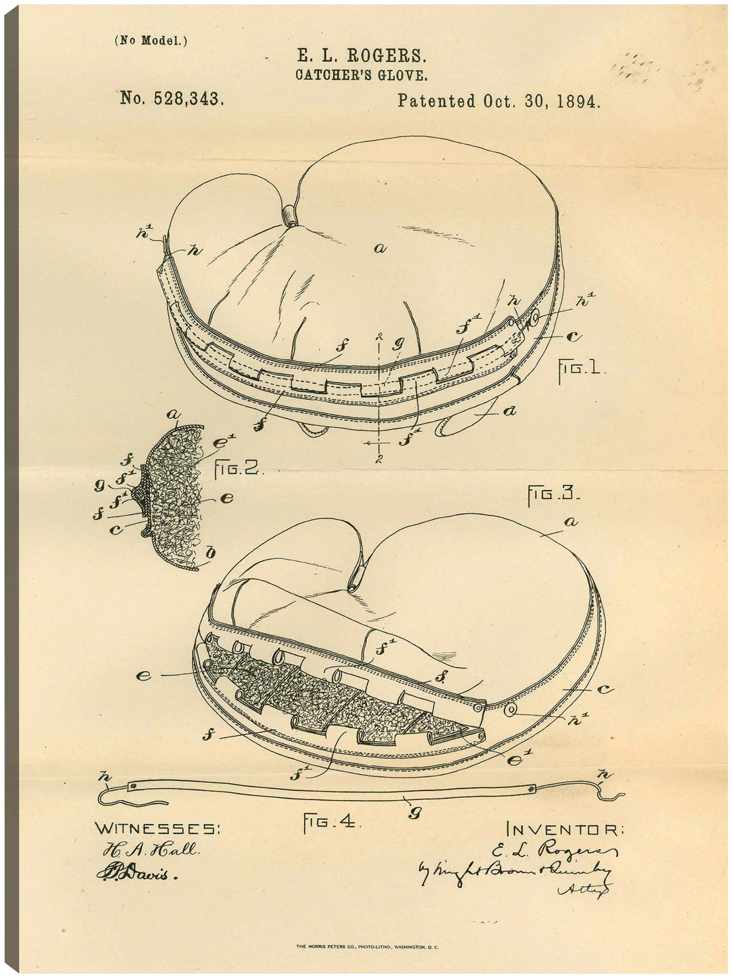 Guante de cazador de patentes, inventor: Elroy L. Rogers, 30 de octubre de 1894 - National Archives