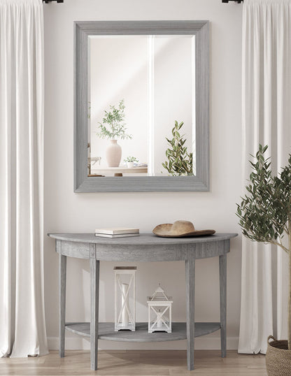 Espejo decorativo con marco de madera flotante de transición gris