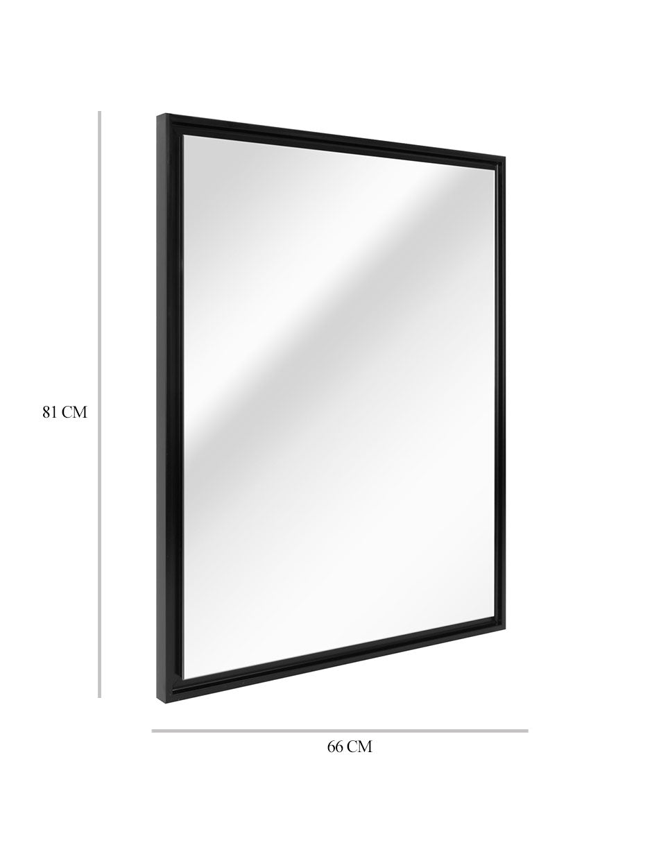 Espejo decorativo de pared con marco flotante negro brillante